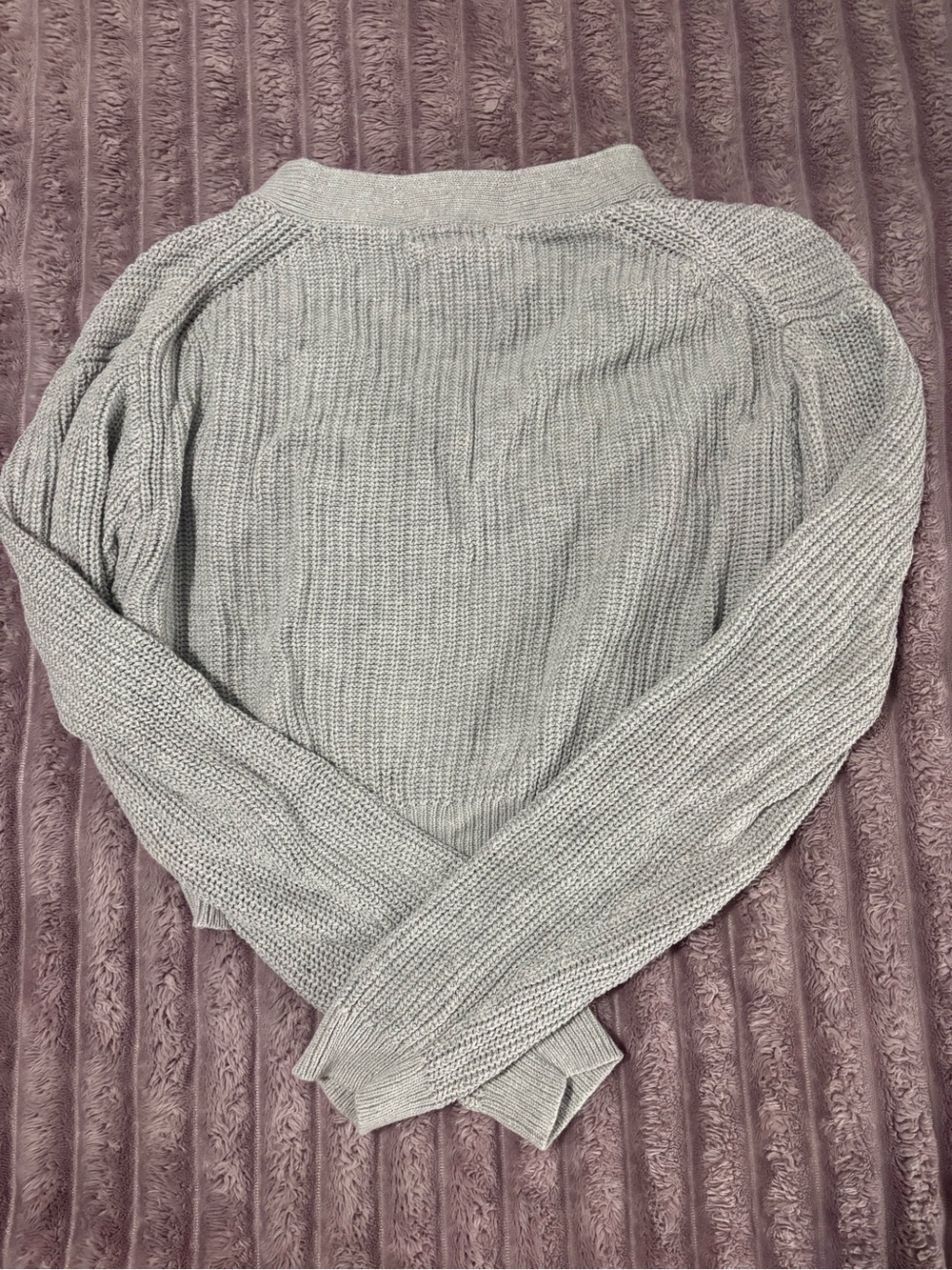 J. Crew Light Gray Ribbed Button-Front Cardigan - Picture 4 of 4
